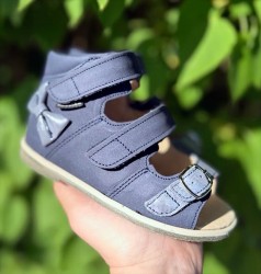 Aurelka sandal, navy/sølv m/sløjfe og 1 spænderem - sandal med ekstra støtte